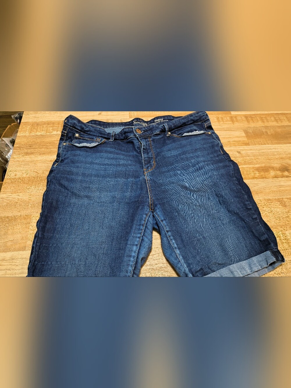 Signature Modern Levi's MiniBermuda Shorts - Women's Dark Blue Denim Jeans